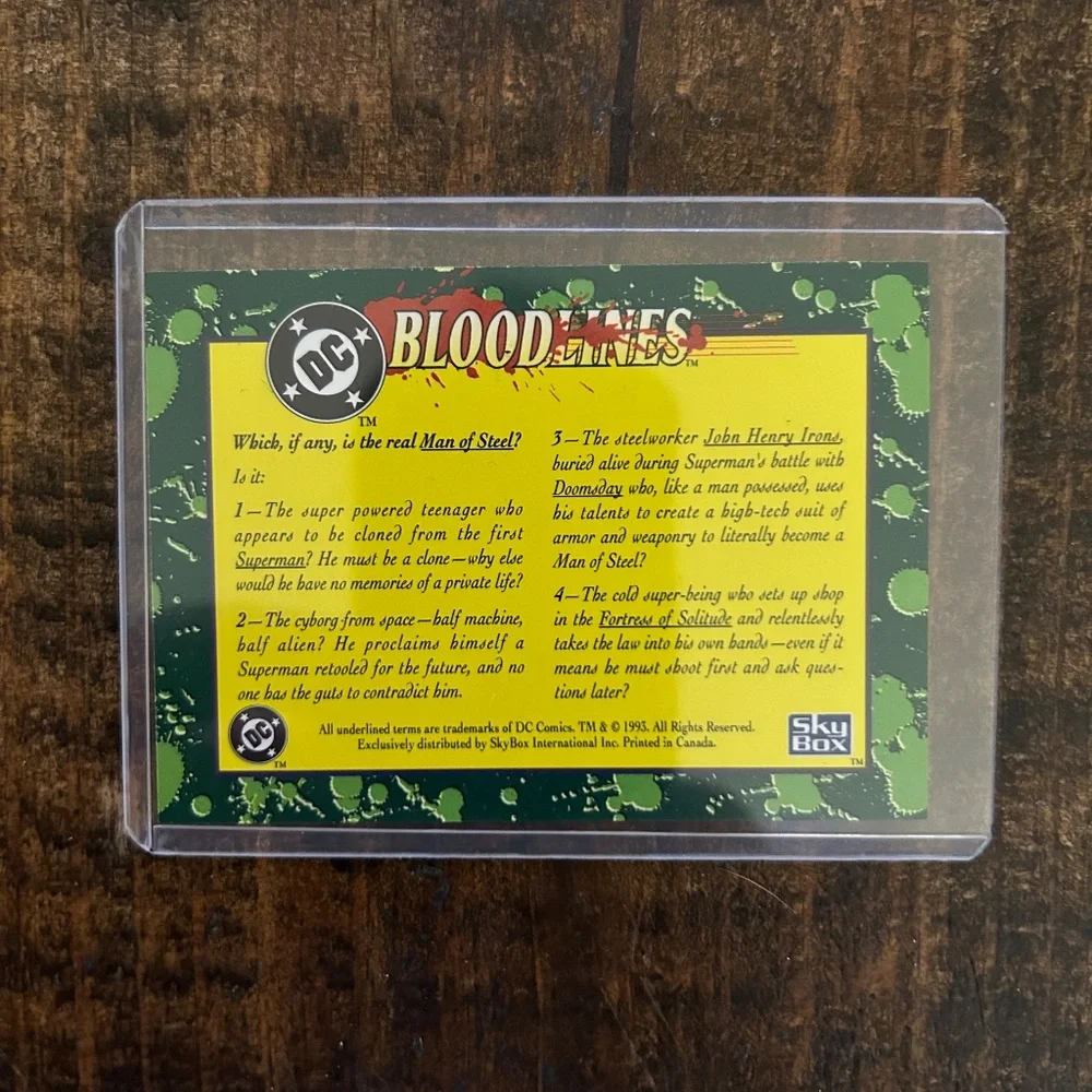 Vintage 1993 DC Comics Skybox Superman Bloodlines (PROMO) Card